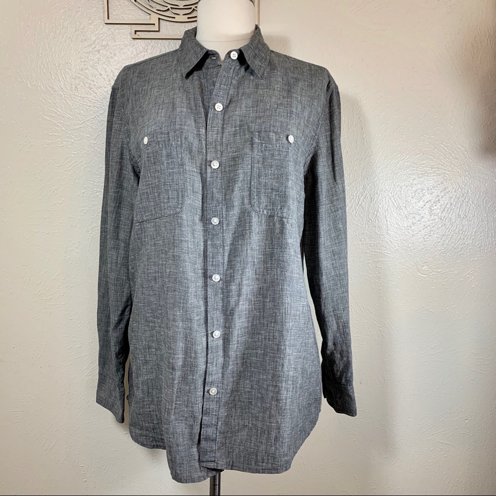 Tommy Bahama Womens Black Linen Blouse